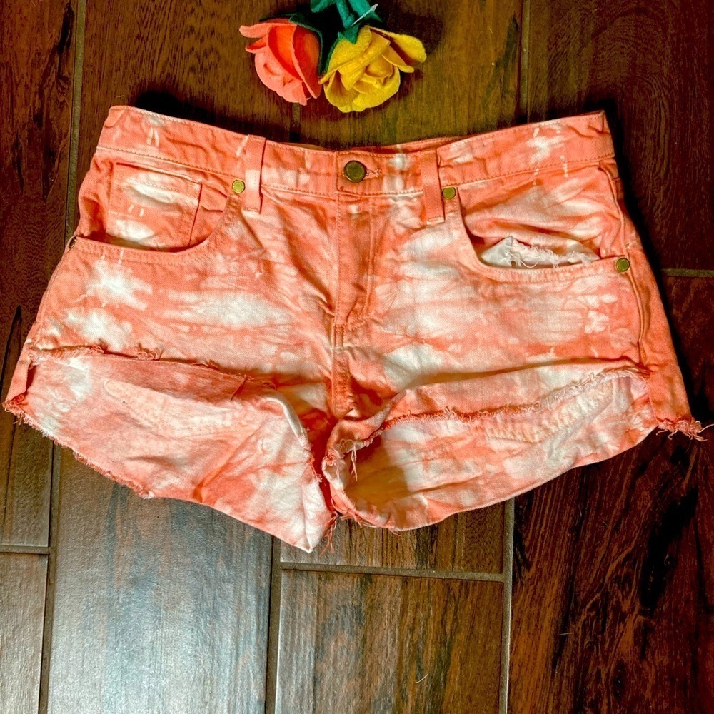 Ramy Brook Denim Pink Tie Dye Cut Out Shorts - Picture 6 of 7